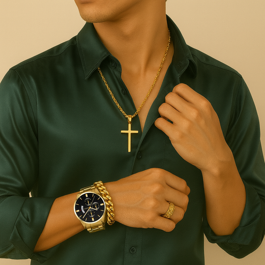 Reloj en Juego Geneva de Acero | 4 Piezas