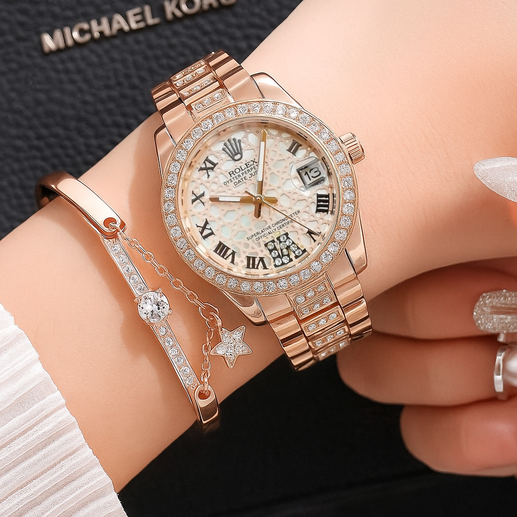 NUEVO Reloj Suizo Deluxe Oro Rosa